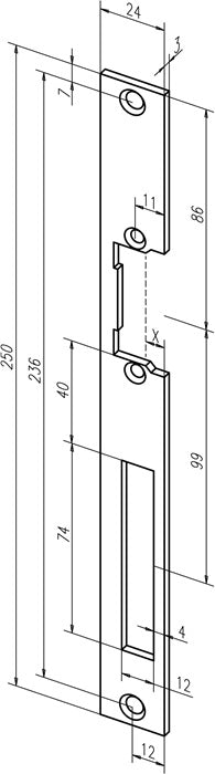 ASSA ABLOY Flat striking plate 338 galvanised steel canting ( 3324034043 )