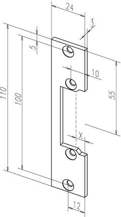 ASSA ABLOY Flachschließblech 106 Edelstahl matt käntig ( 3324034022 )