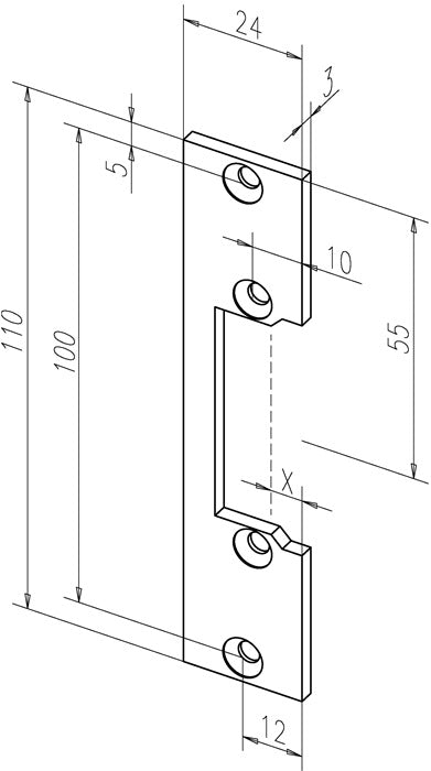 Placa de golpeo plana ASSA ABLOY 106 acero inoxidable canto mate ( 3324034022 )