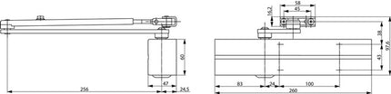Ferme-porte à ciseaux ASSA ABLOY DC 300 argent EN 3-6 ( 3000255170 )