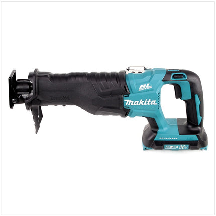 Makita DJR 360 PTK Seghetto diritto 18Vx2 ( 36V ) a batteria in valigetta + 2x Batterie BL 1850 5,0 Ah + Caricabatterie doppio DC 18 RD