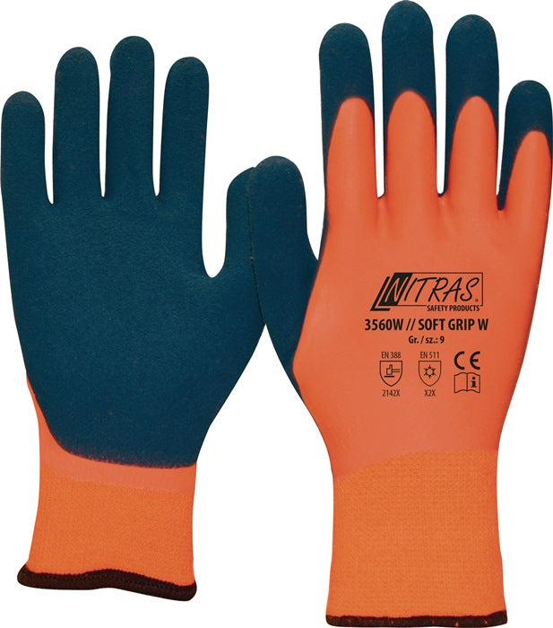 Gants de protection anti-froid NITRAS SOFT GRIP W taille 8 orange/bleu foncé ( 8000235056 )
