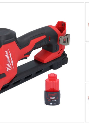 Pinza a batteria Milwaukee M12 BCST-201 12 V 19 x 25,4 mm + 1x batteria ricaricabile 2,0 Ah - senza caricabatterie