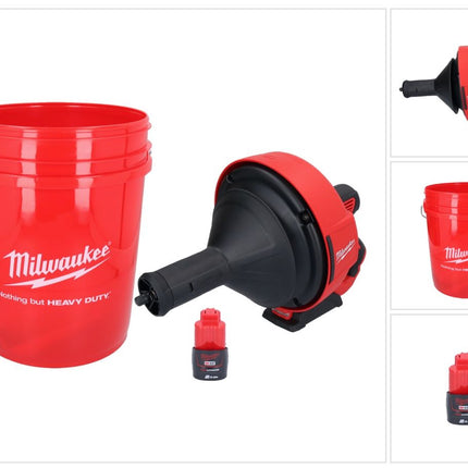 Milwaukee M12 BDC8-201C akumulatorowa wyciorarka do rur 12 V + 1x akumulator 2,0 Ah + spirala + łyżka - bez ładowarki
