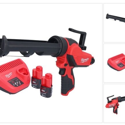 Pistola de cartuchos a batería Milwaukee M12 PCG/310-202 12 V 310 ml + 2x baterías 2,0 Ah + cargador