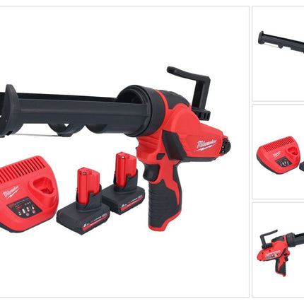 Milwaukee M12 PCG/310-502 cordless cartridge gun 12 V 310 ml + 2x battery 5.0 Ah + charger