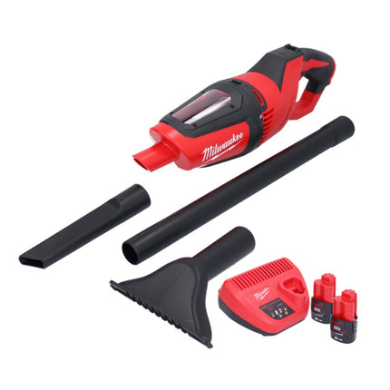 Milwaukee M12 HV-202 Akku Staubsauger 12 V + 2x Akku 2,0 Ah + Ladegerät
