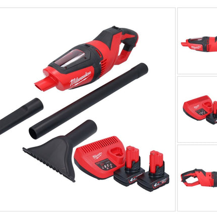 Milwaukee M12 HV-402 Akku Staubsauger 12 V + 2x Akku 4,0 Ah + Ladegerät