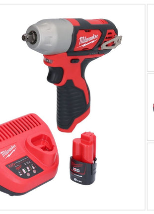 Milwaukee M12 BIW38-201 cordless impact wrench 12 V 135 Nm 3/8" + 1x rechargeable battery 2.0 Ah + charger