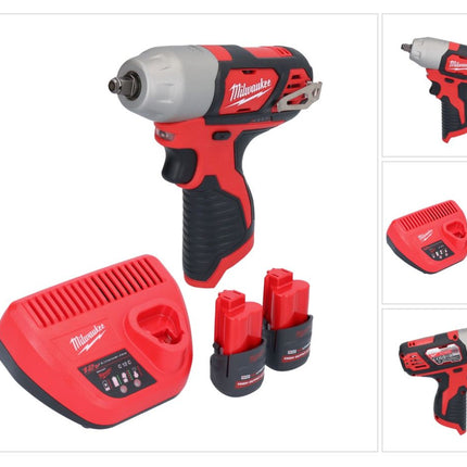 Milwaukee M12 BIW38-252 Avvitatore a impulsi a batteria 12 V 135 Nm 3/8" + 2x batteria ricaricabile 2,5 Ah + caricatore