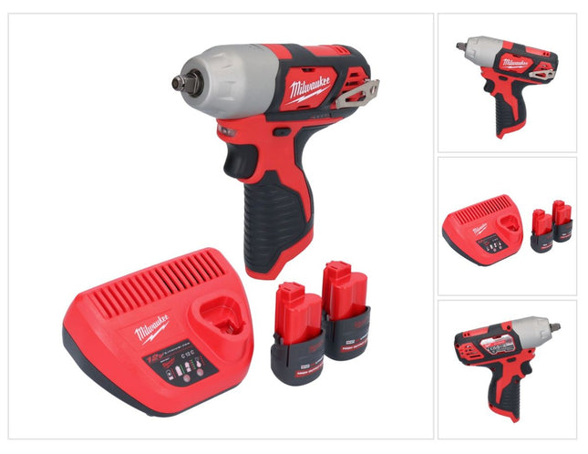 Milwaukee M12 BIW38-252 Avvitatore a impulsi a batteria 12 V 135 Nm 3/8" + 2x batteria ricaricabile 2,5 Ah + caricatore