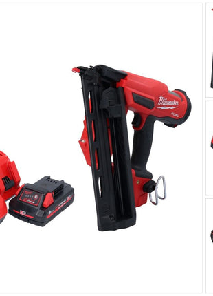 Milwaukee M18 FN16GA-301 Cordless nailer 18 V 32 - 64 mm brushless + 1x rechargeable battery 3.0 Ah + charger