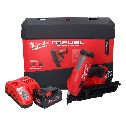 Clavadora a batería Milwaukee M18 FFN21-801C 18 V 50 - 90 mm sin escobillas + 1x batería 8,0 Ah + cargador + estuche