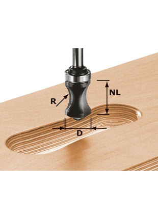 Festool HW S8 R16/NL32 Fresa a maniglia 19 x 19 x 68 x 16 x 8 mm ( 491033 ) per frese OF 900, OF 1000, OF 1010, OF 1010 R, OF 1400, OF 2000, OF 2200