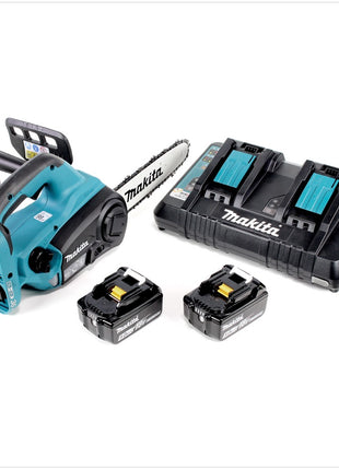 Makita DUC 252 PT2 Akku Kettensäge 36V ( 2x18V ) 25 cm + 2x 5,0 Ah Akku + Doppelladegerät - Toolbrothers