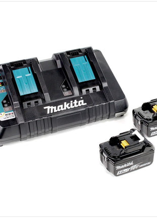 Makita DUC 252 PT2 Akku Kettensäge 36V ( 2x18V ) 25 cm + 2x 5,0 Ah Akku + Doppelladegerät - Toolbrothers