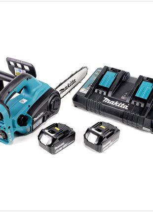 Makita DUC 252 PM2 Akku Kettensäge 36V ( 2x18V ) 25 cm + 2x 4,0 Ah Akku + Doppelladegerät - Toolbrothers