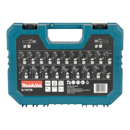Makita cutter set ( D-74778 ) 22 pcs. 8 mm shank for furniture making, carpentry, joinery and DIY work