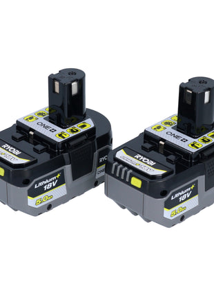 RYOBI RB18LL50F12B 2x rechargeable battery 18 V 5.0 Ah / 5000 mAh Li-Ion ( 5133004831 ) with charge level indicator