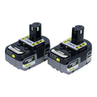 RYOBI RB18LL50F12B 2x rechargeable battery 18 V 5.0 Ah / 5000 mAh Li-Ion ( 5133004831 ) with charge level indicator