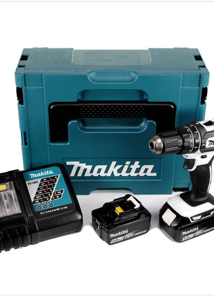 Makita DHP 482 RTJ W Akku Schlagbohrschrauber 18 V 62Nm + 2x Akkus 5,0Ah + Ladegerät im Makpac 2 - Toolbrothers