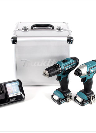 Makita CLX 201 X DF331D Akku Bohrschrauber + TD110D Akku Schlagschrauber + 2 x BL 1015 - 1,5 Ah Akkus + DC10WC Ladegerät im Alukoffer - Toolbrothers