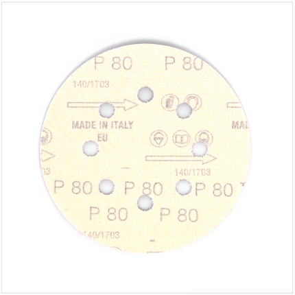 Makita Schleifpapier 125 mm Körnung 80 Klett Befestigung für Exzenterschleifer 10er Pack ( P-43555 ) - Toolbrothers