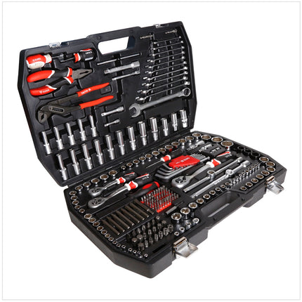 Yato YT-3894 Werkzeugkasten Steckschlüssel Satz 216 tlg. mit Knarren 1/4" + 1/2" + 3/8" + 5/16" Aufnahme - Toolbrothers