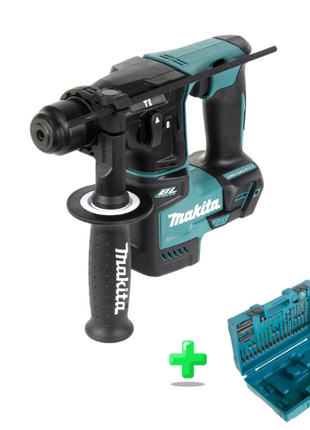 Makita DHR 171 Z Akku Bohrhammer 18 V 1,2 J SDS-Plus Brushless + Makita 183W49-4 Transportkoffer 480 x 320 x 140 mm + 65 tlg. SDS-plus Zubehör Set